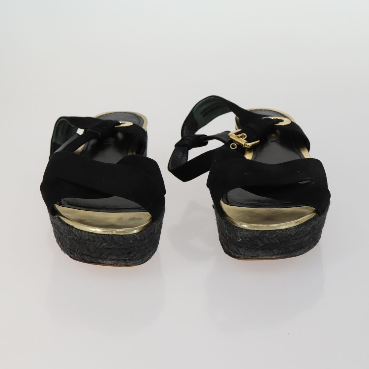 SAINT LAURENT LOUIS VUITTON Heel Sandals Canvas Suede 2 Set Black Auth ti3632