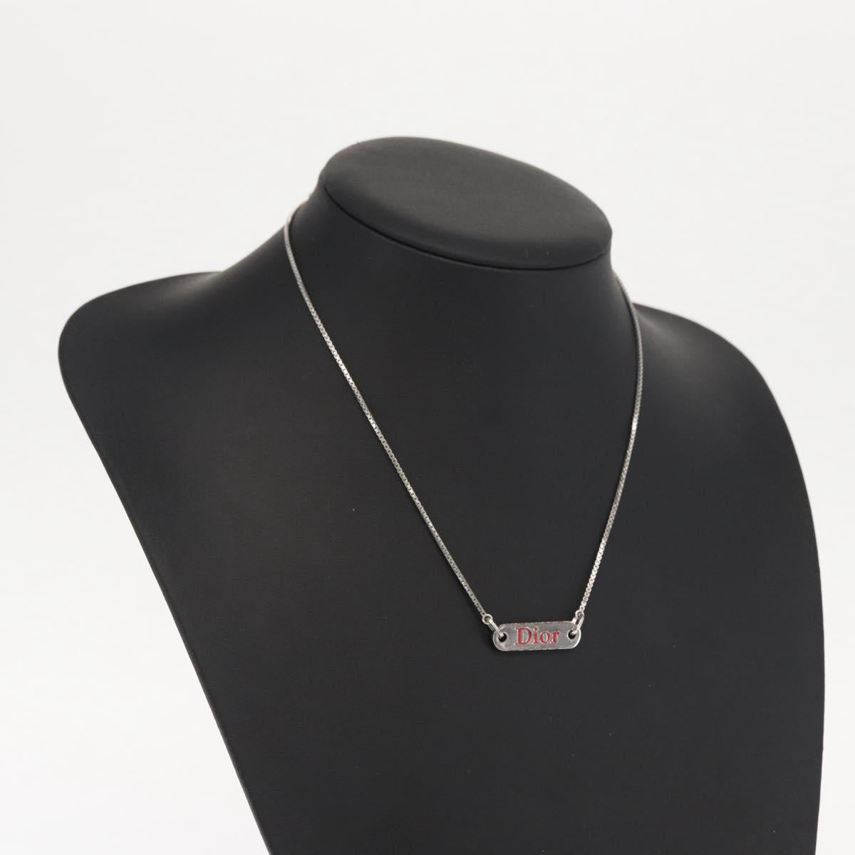 Christian Dior Choker metal Silver Auth ti3633