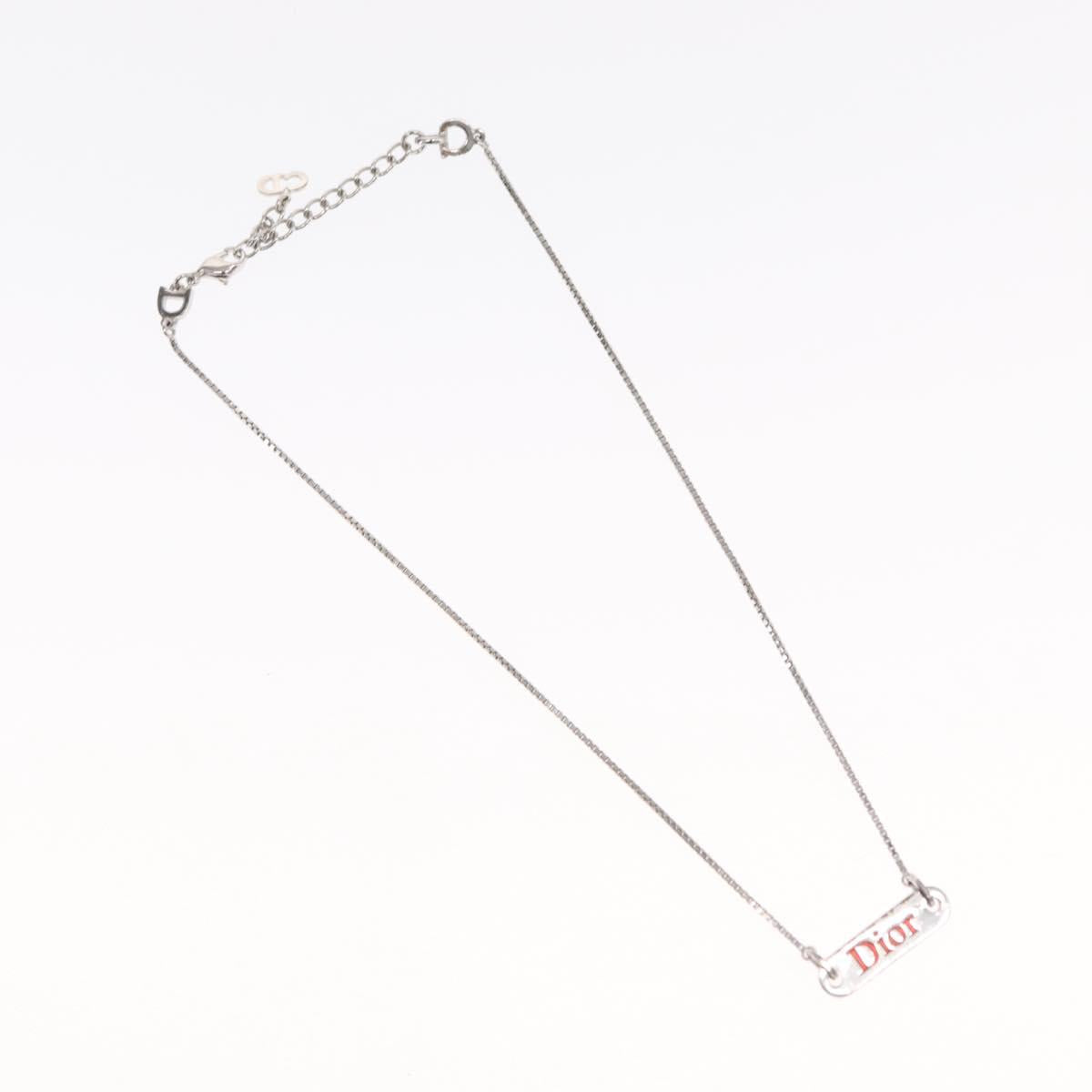 Christian Dior Choker metal Silver Auth ti3633