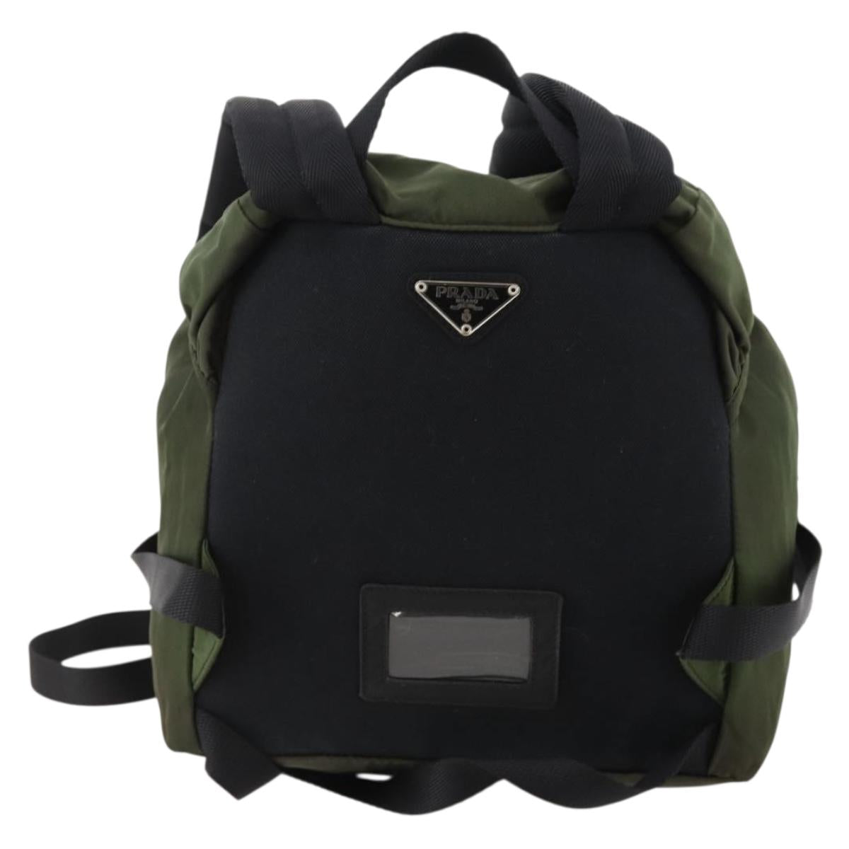 PRADA Backpack Nylon Green Silver Auth ti3636