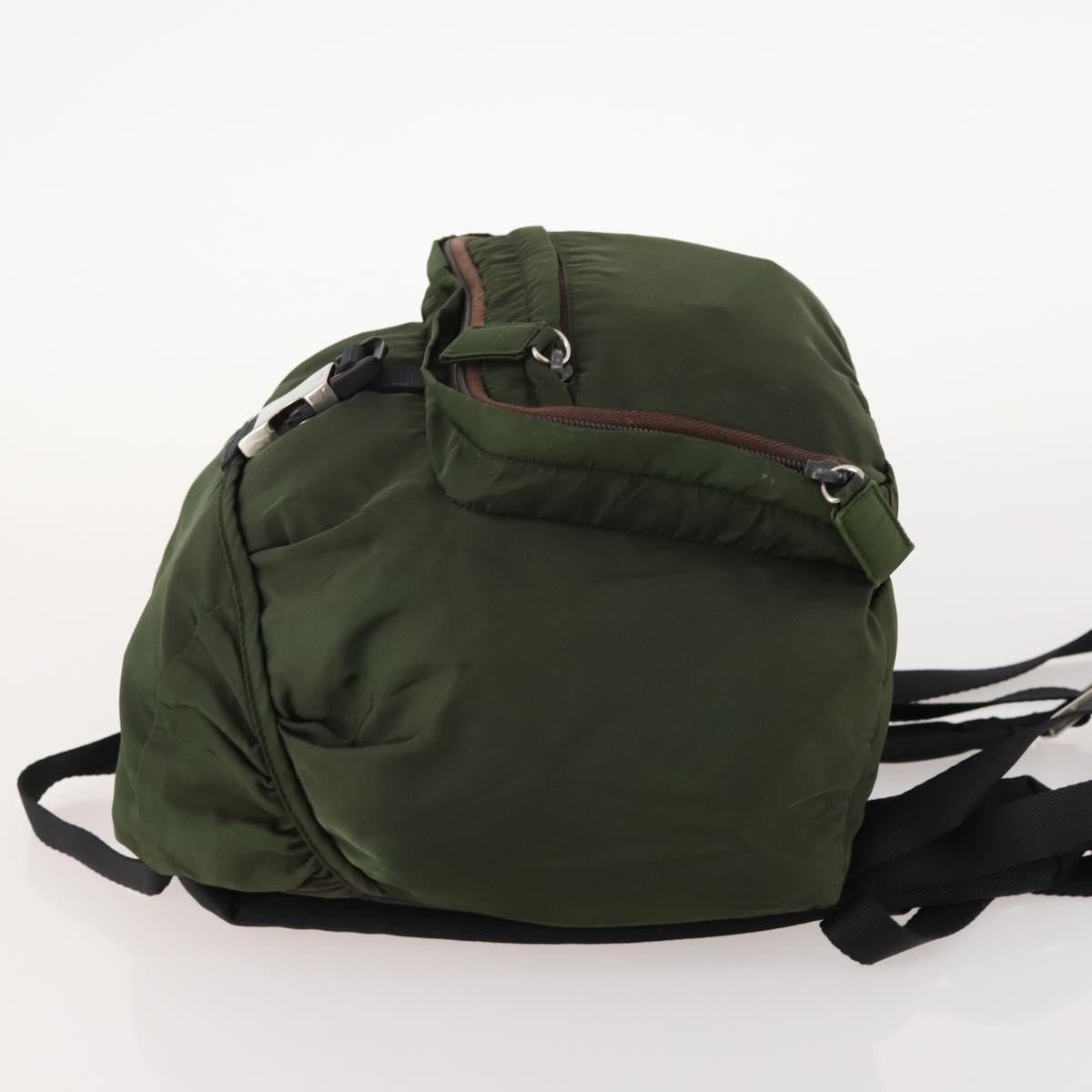 PRADA Backpack Nylon Green Silver Auth ti3636