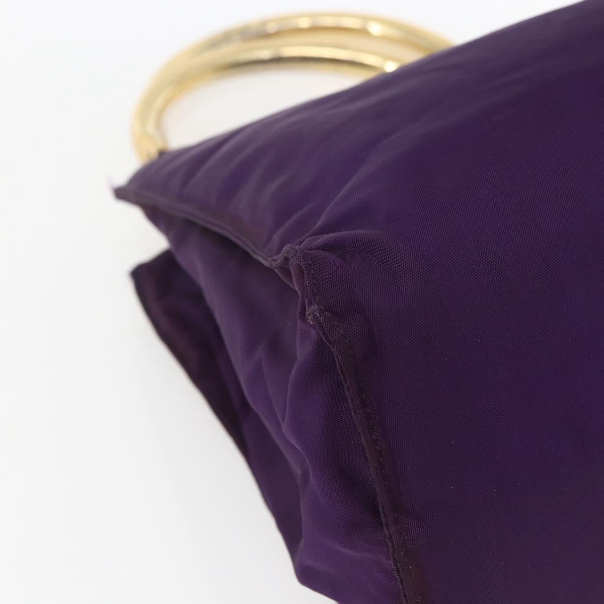 PRADA Hand Bag Nylon Purple Gold Auth ti3637