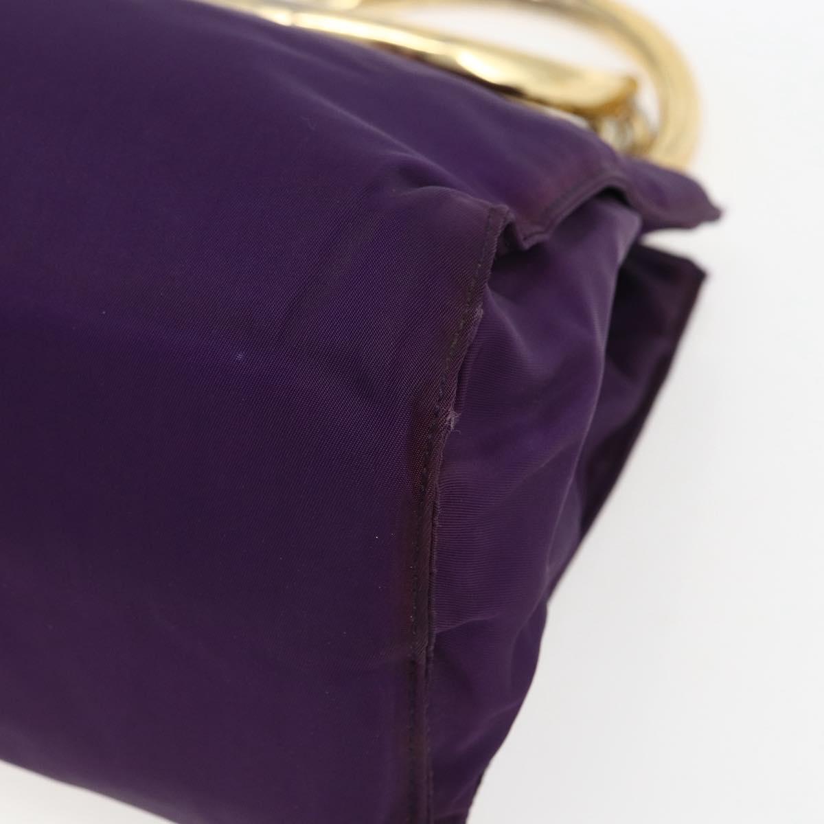 PRADA Hand Bag Nylon Purple Gold Auth ti3637