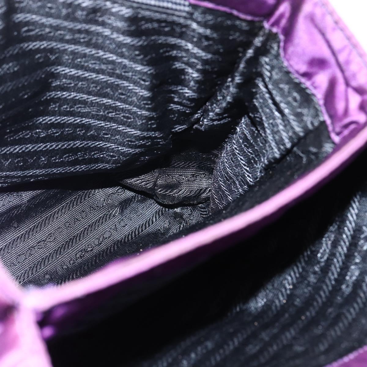 PRADA Hand Bag Nylon Purple Gold Auth ti3637