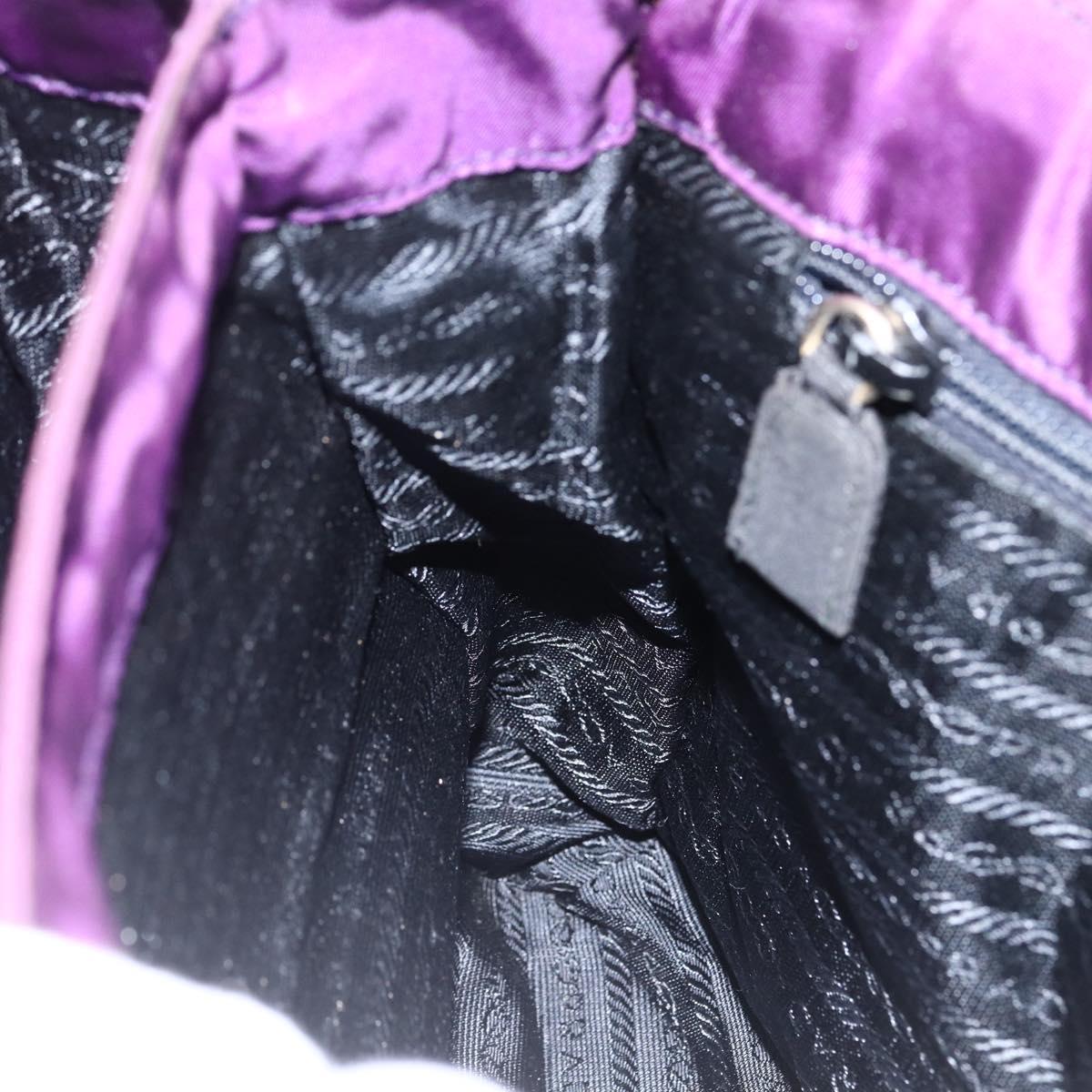 PRADA Hand Bag Nylon Purple Gold Auth ti3637