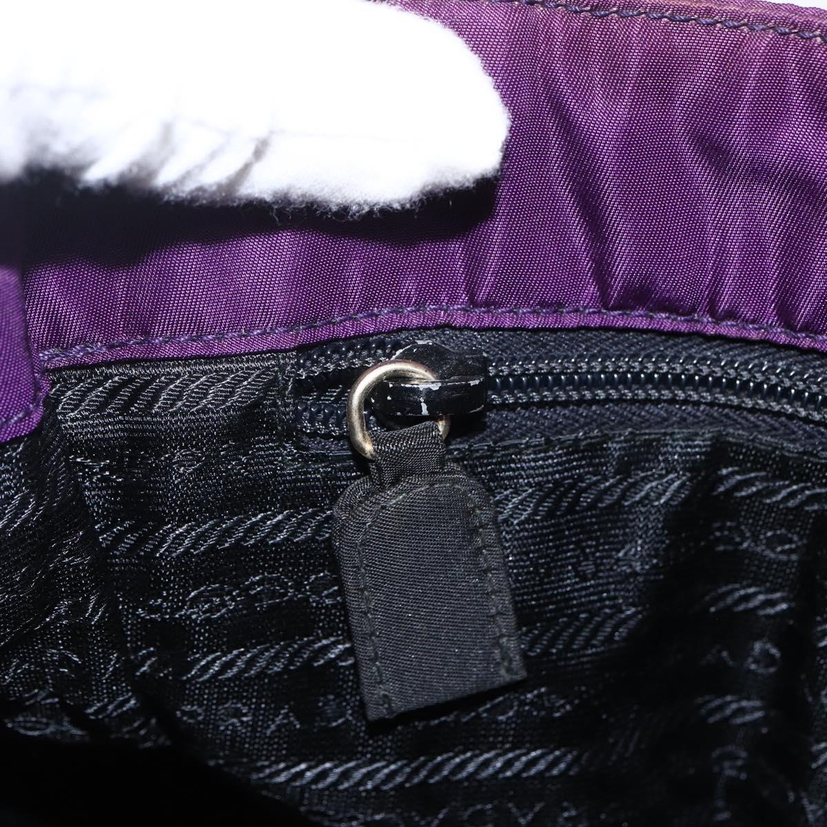 PRADA Hand Bag Nylon Purple Gold Auth ti3637