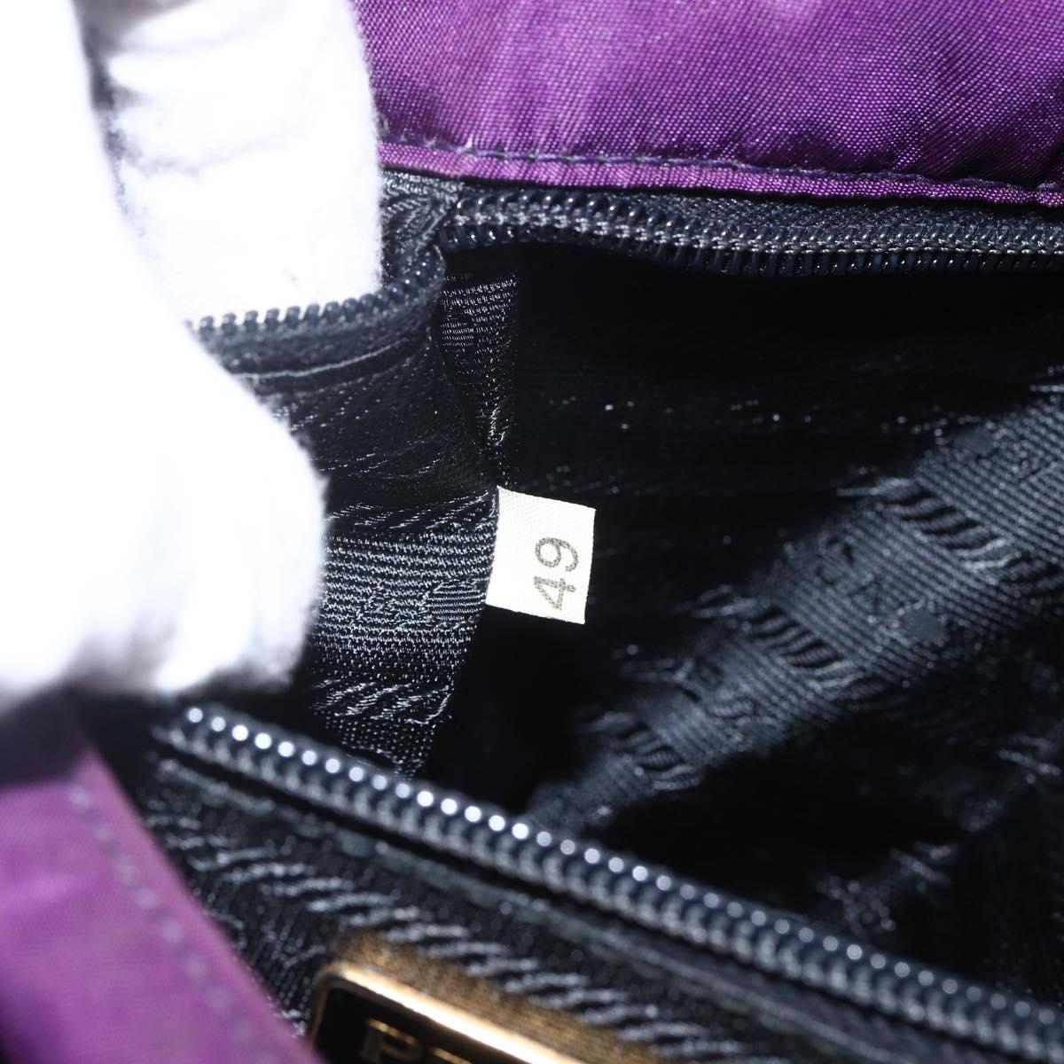PRADA Hand Bag Nylon Purple Gold Auth ti3637
