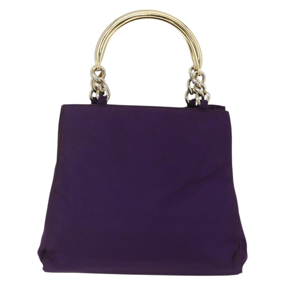 PRADA Hand Bag Nylon Purple Gold Auth ti3637