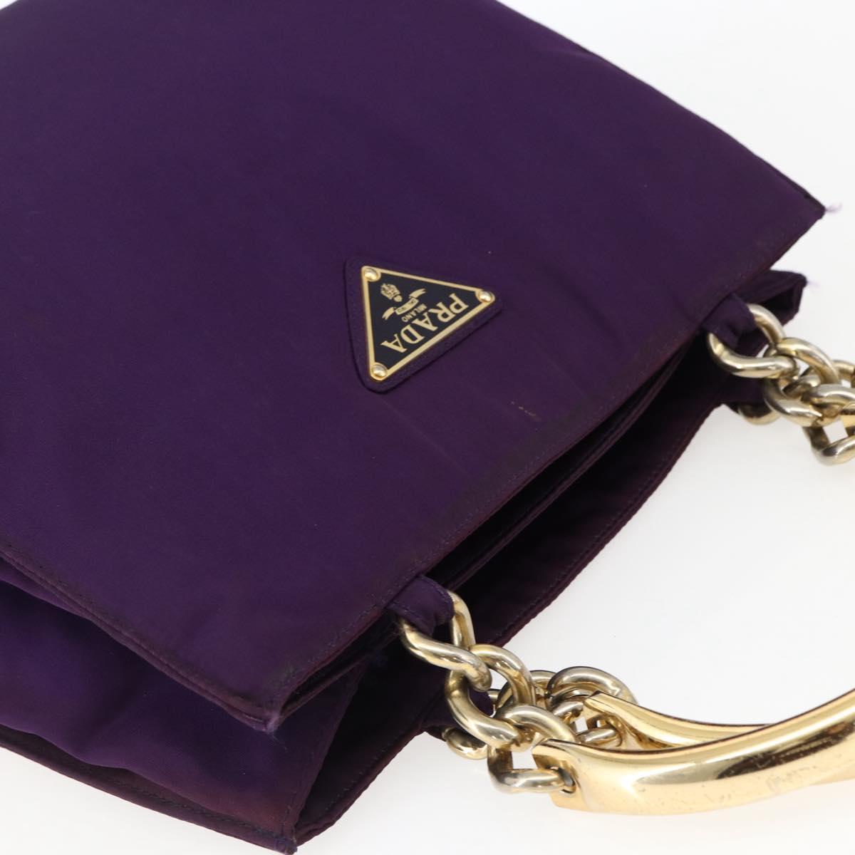 PRADA Hand Bag Nylon Purple Gold Auth ti3637