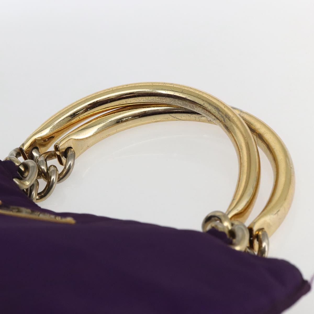 PRADA Hand Bag Nylon Purple Gold Auth ti3637
