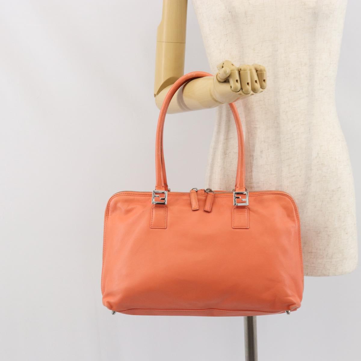 FENDI Hand Bag Leather Pink Silver Auth ti3638
