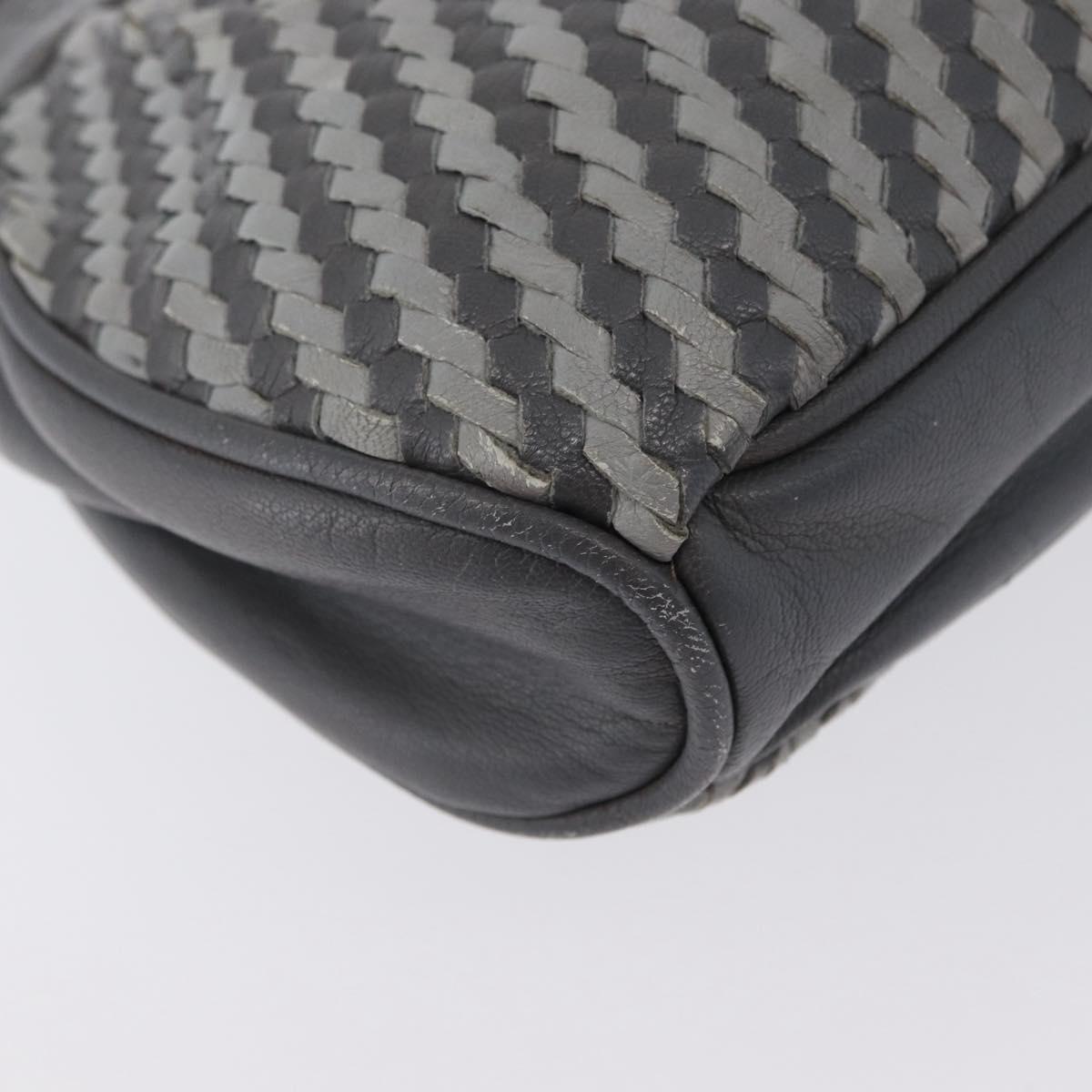 FENDI Shoulder Bag Leather Gray Auth ti3639