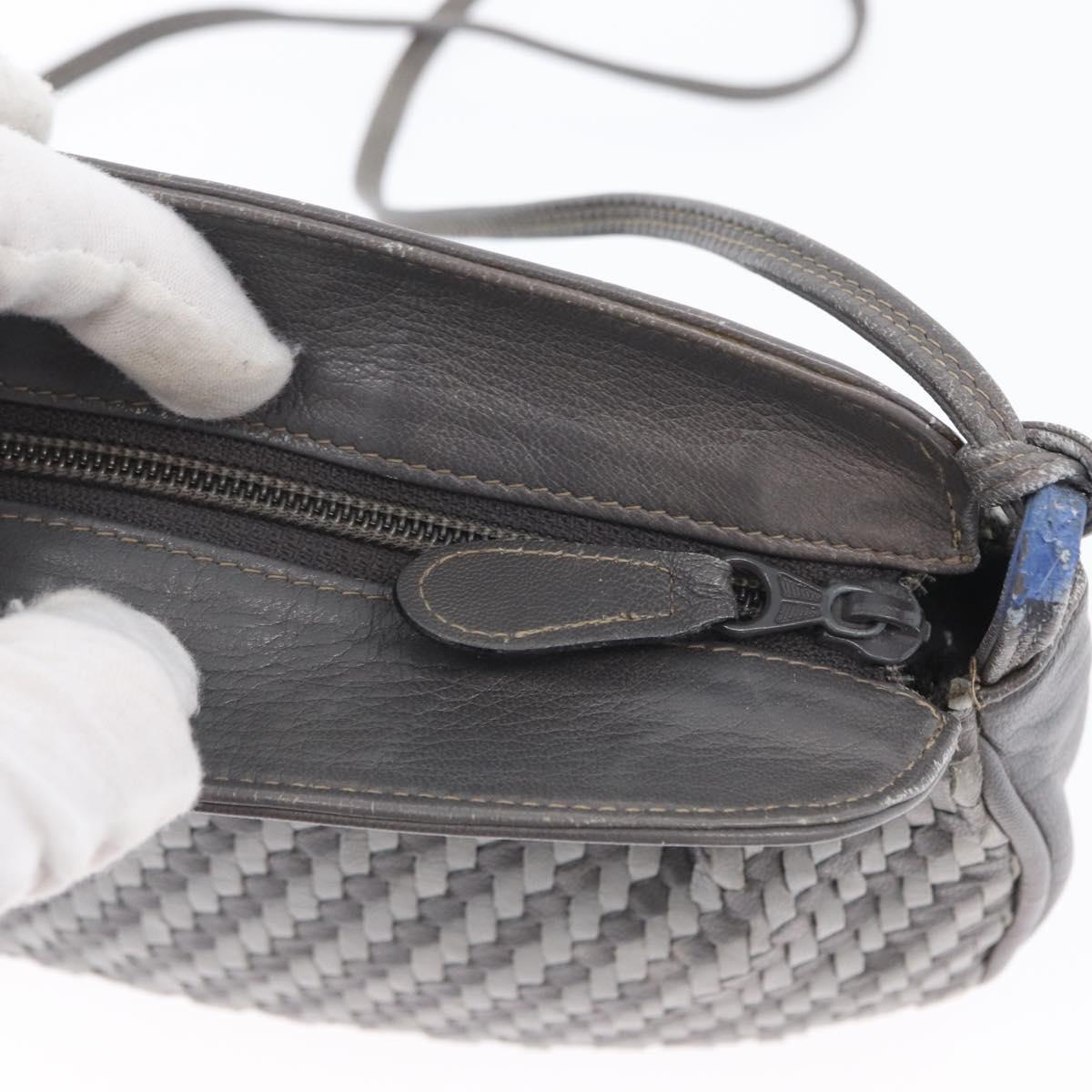 FENDI Shoulder Bag Leather Gray Auth ti3639