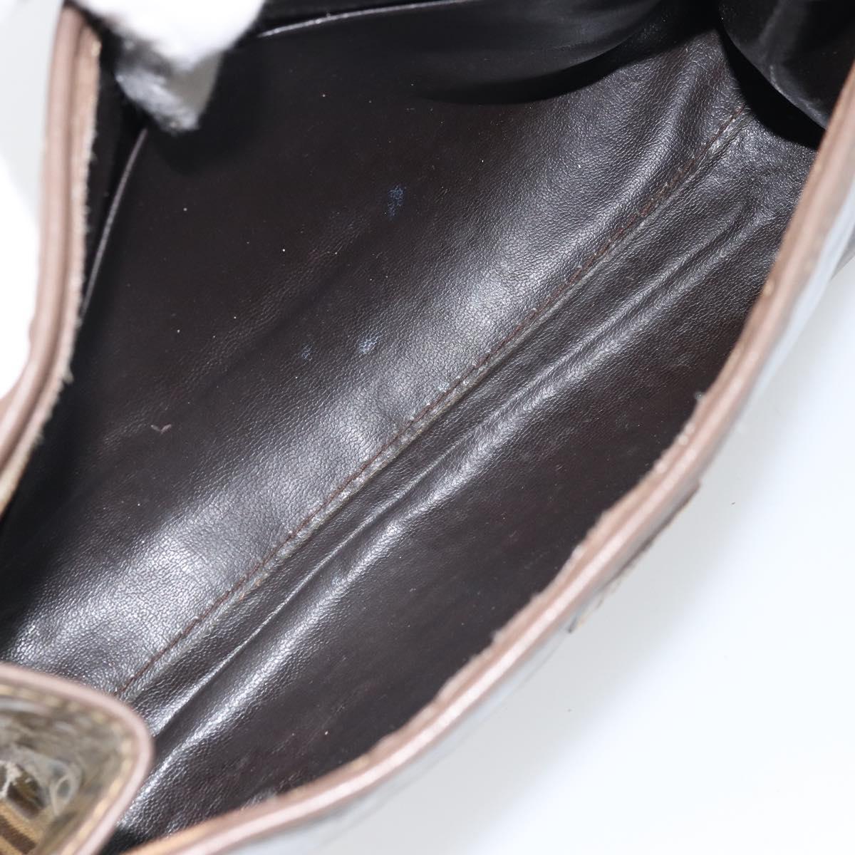 FENDI Zucchino Canvas Clutch Bag Brown Auth ti3640