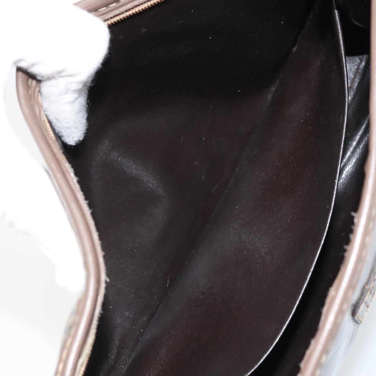 FENDI Zucchino Canvas Clutch Bag Brown Auth ti3640