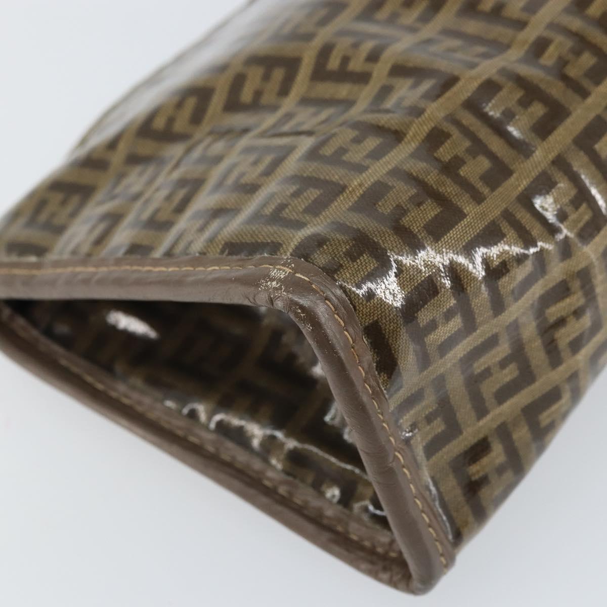 FENDI Zucchino Canvas Clutch Bag Brown Auth ti3640