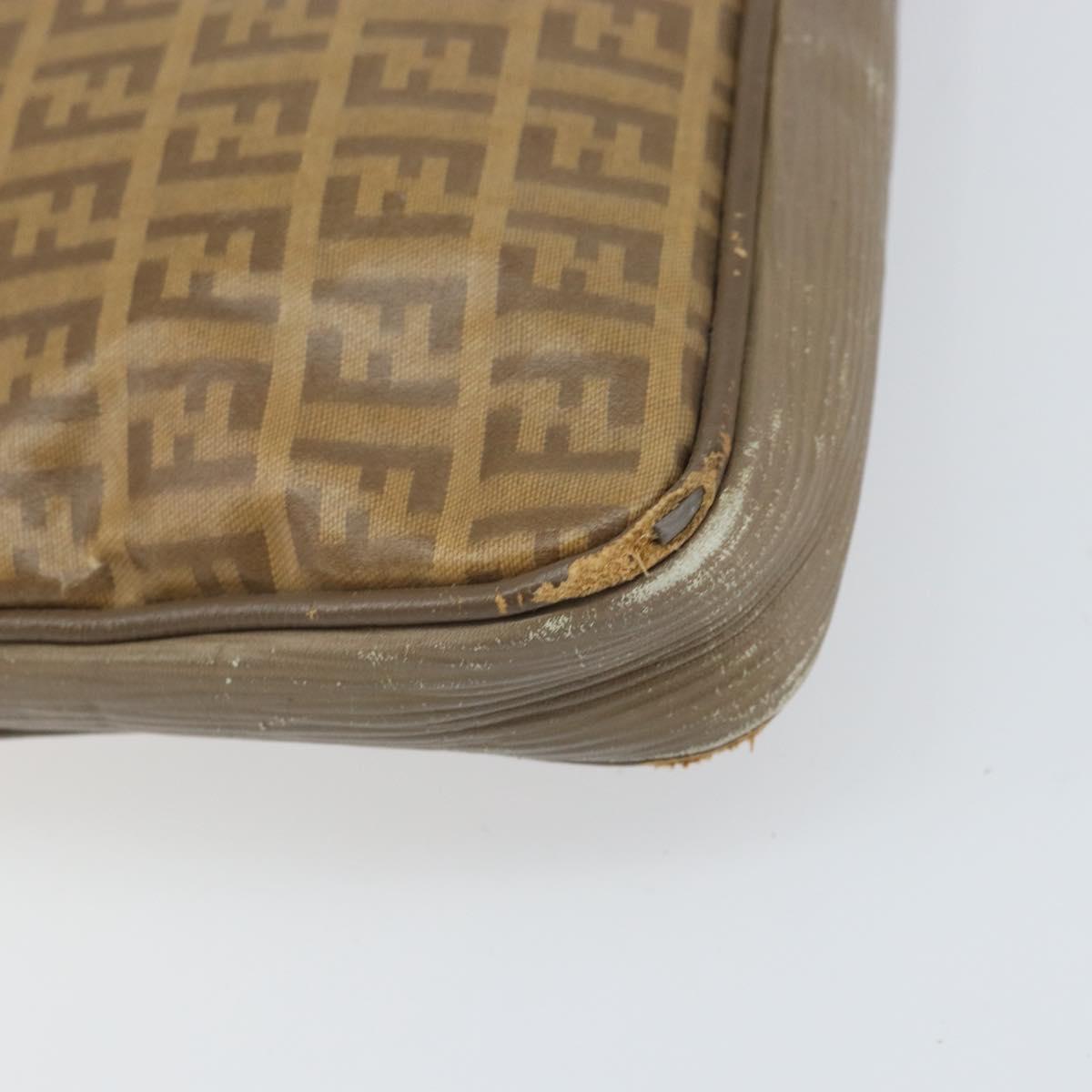 FENDI Zucchino Canvas Clutch Bag PVC Brown Auth ti3641