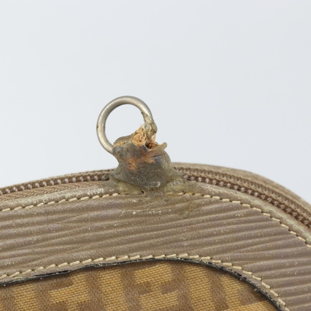 FENDI Zucchino Canvas Clutch Bag PVC Brown Auth ti3641