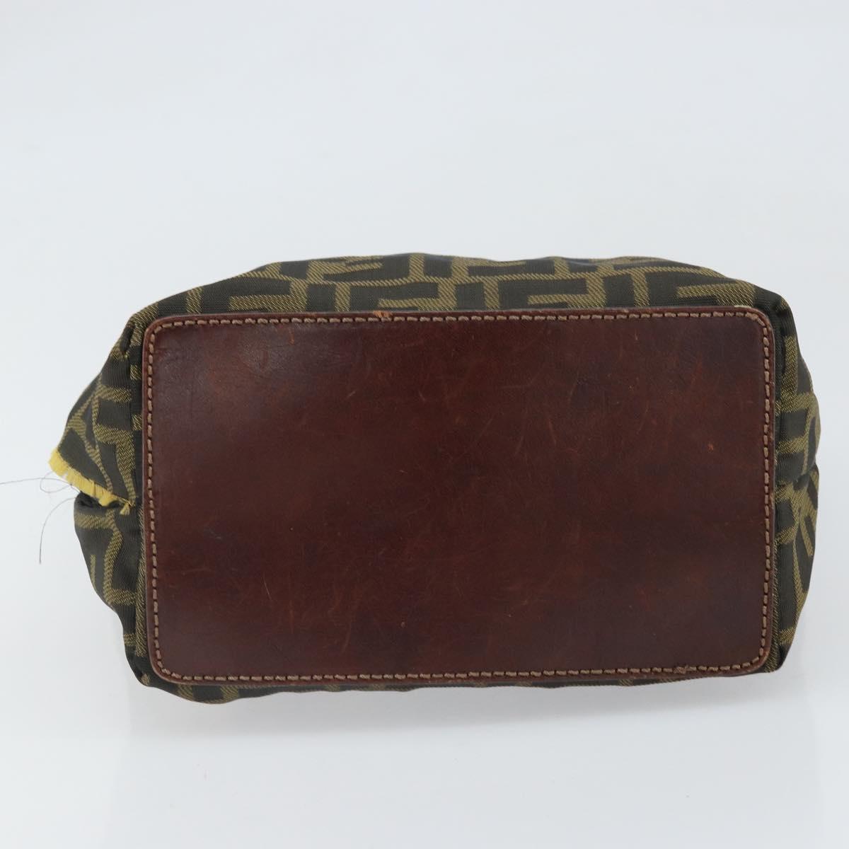 FENDI Zucca Canvas Hand Bag Black Brown Auth ti3643