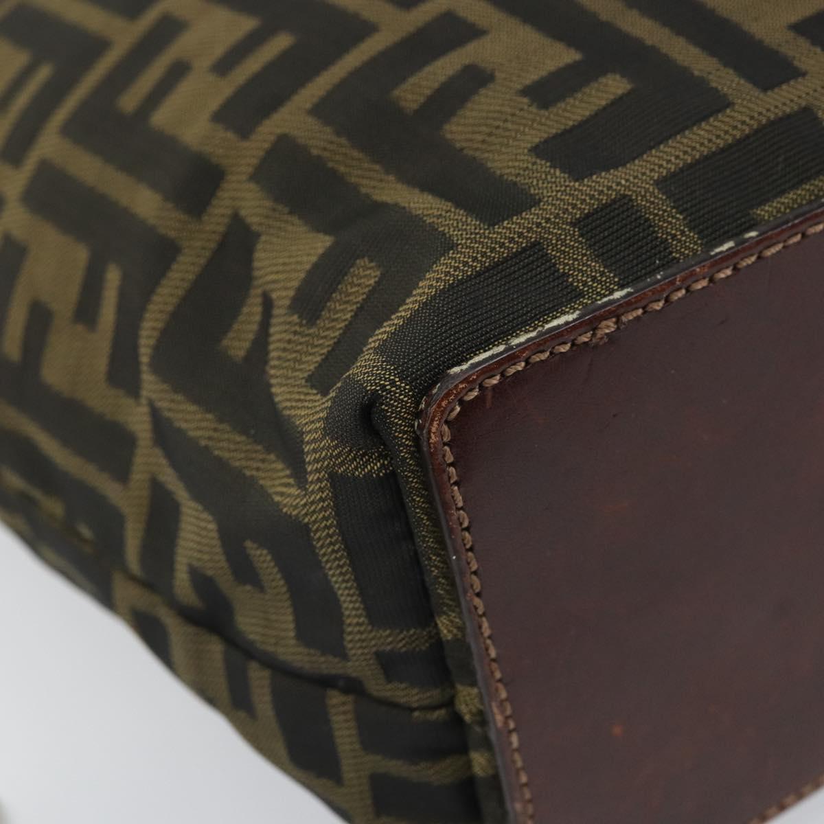 FENDI Zucca Canvas Hand Bag Black Brown Auth ti3643