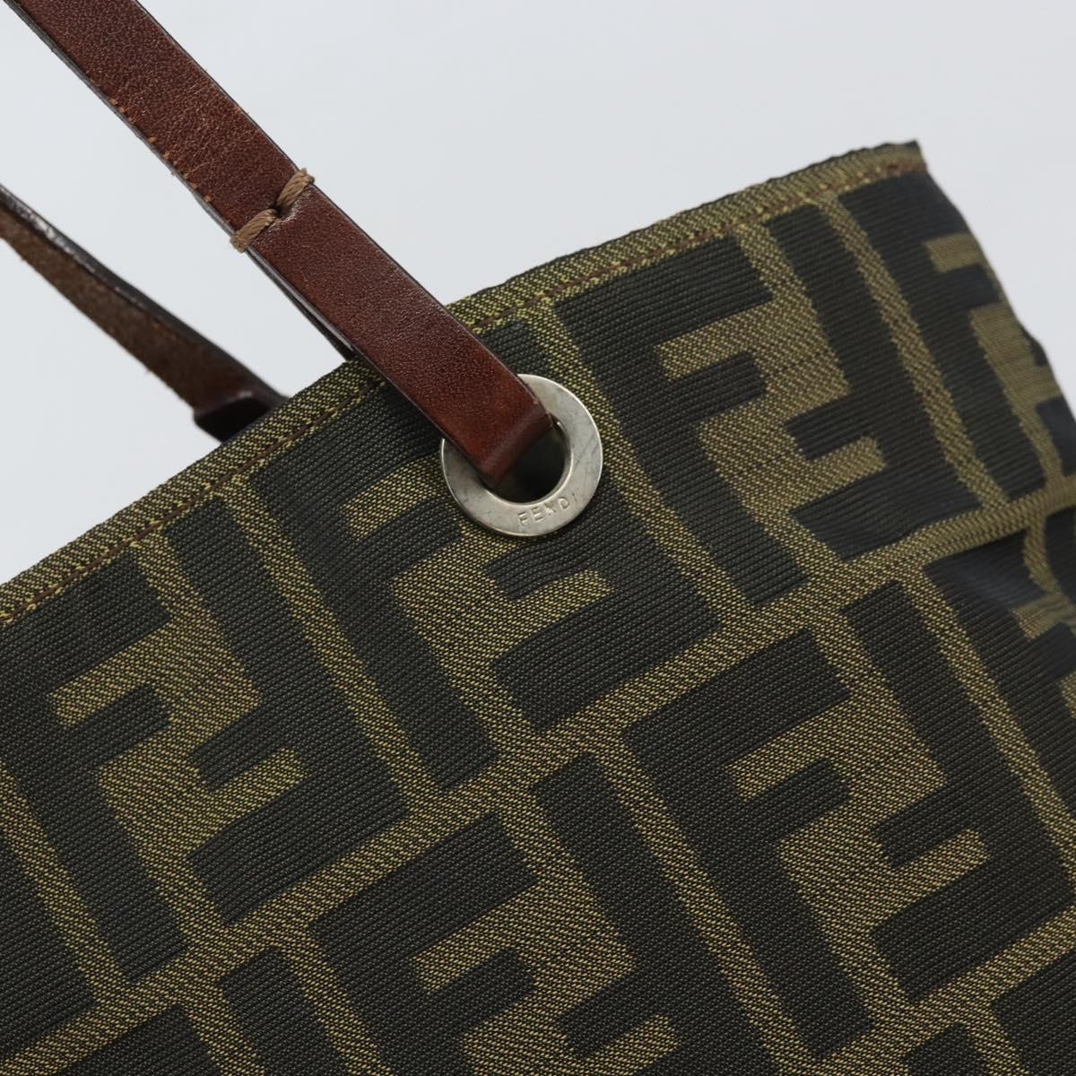 FENDI Zucca Canvas Hand Bag Black Brown Auth ti3643