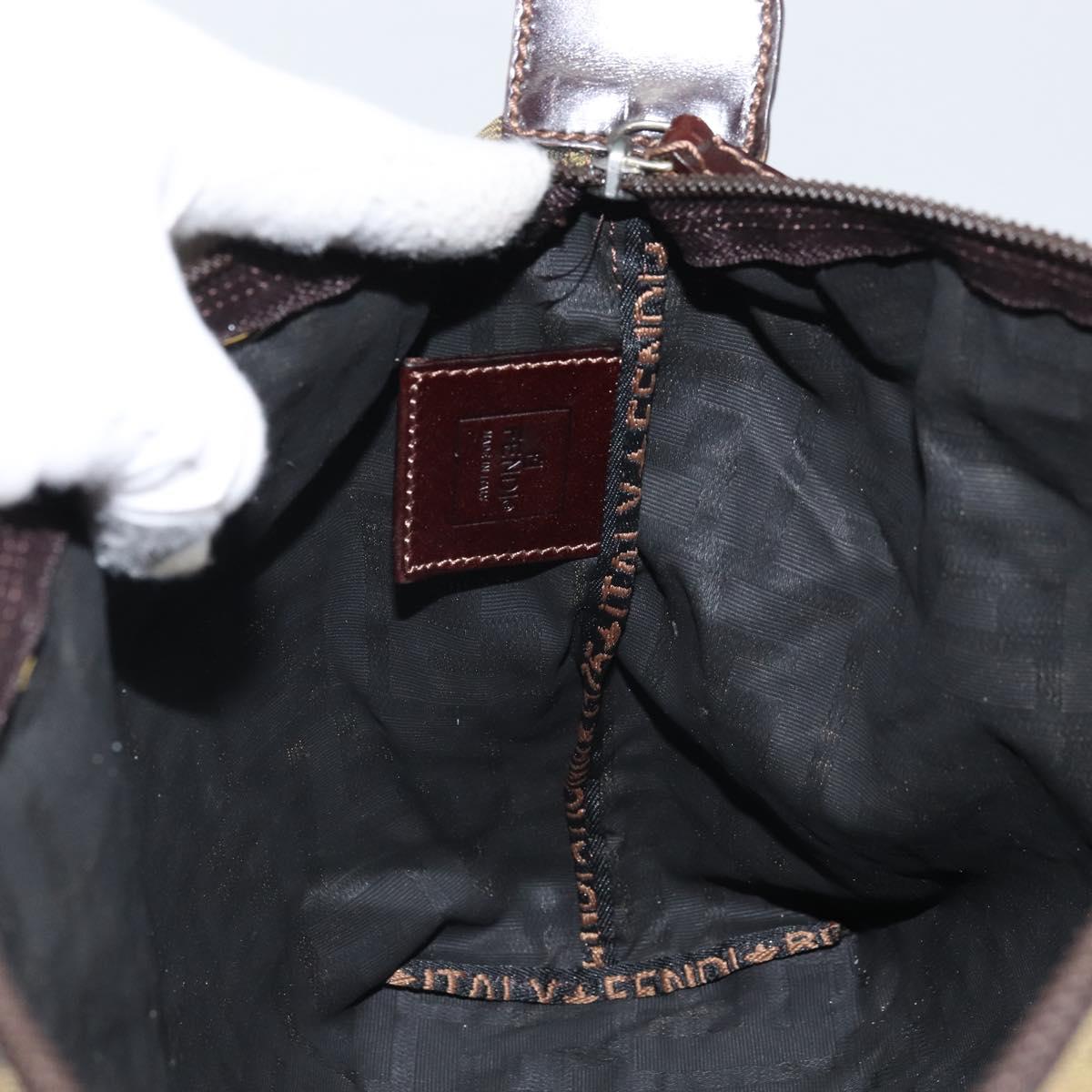 FENDI Zucca Canvas Pouch Black Brown Auth ti3644