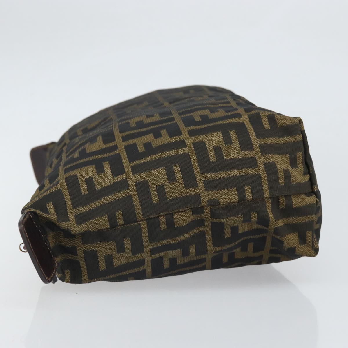 FENDI Zucca Canvas Pouch Black Brown Auth ti3644