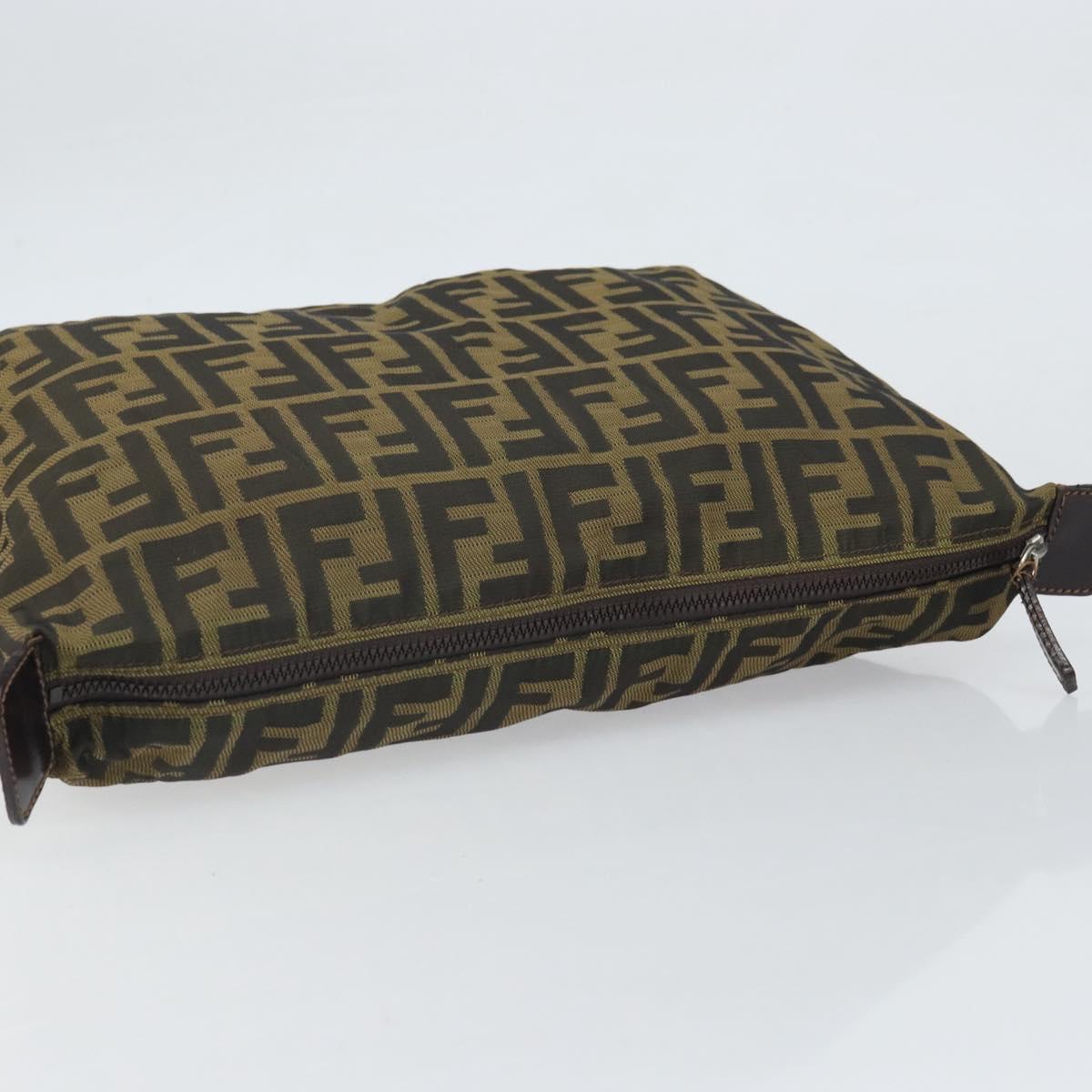 FENDI Zucca Canvas Pouch Black Brown Auth ti3644