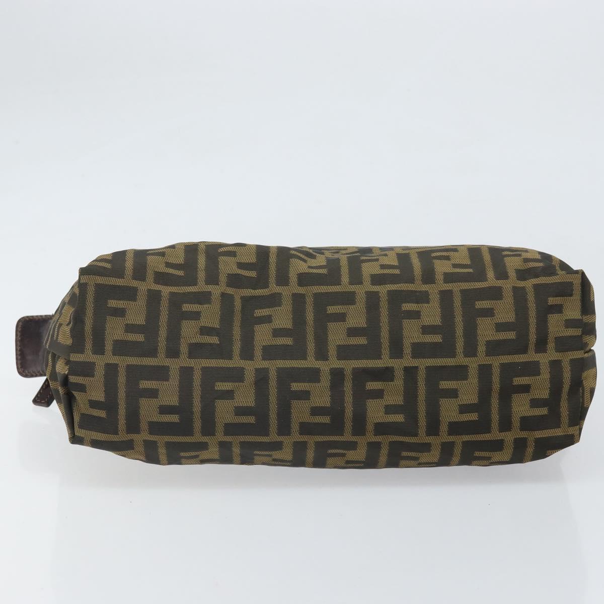 FENDI Zucca Canvas Pouch Black Brown Auth ti3644