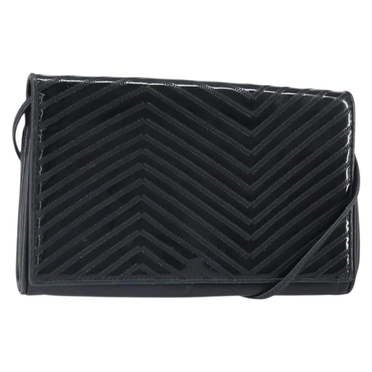 FENDI Shoulder Bag Leather Black Gold Auth ti3646