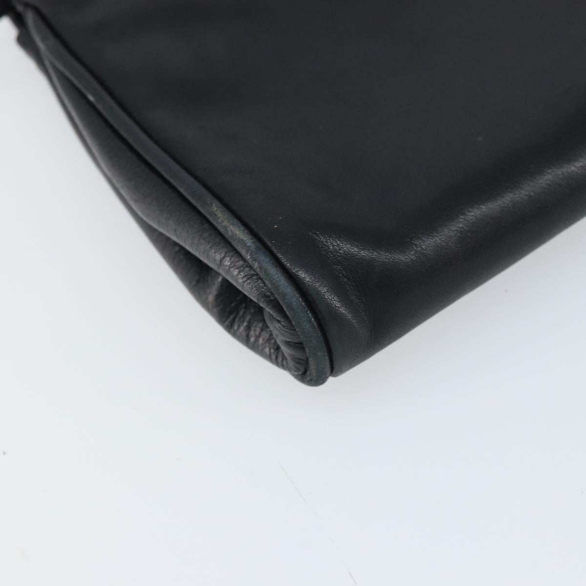 FENDI Shoulder Bag Leather Black Gold Auth ti3646