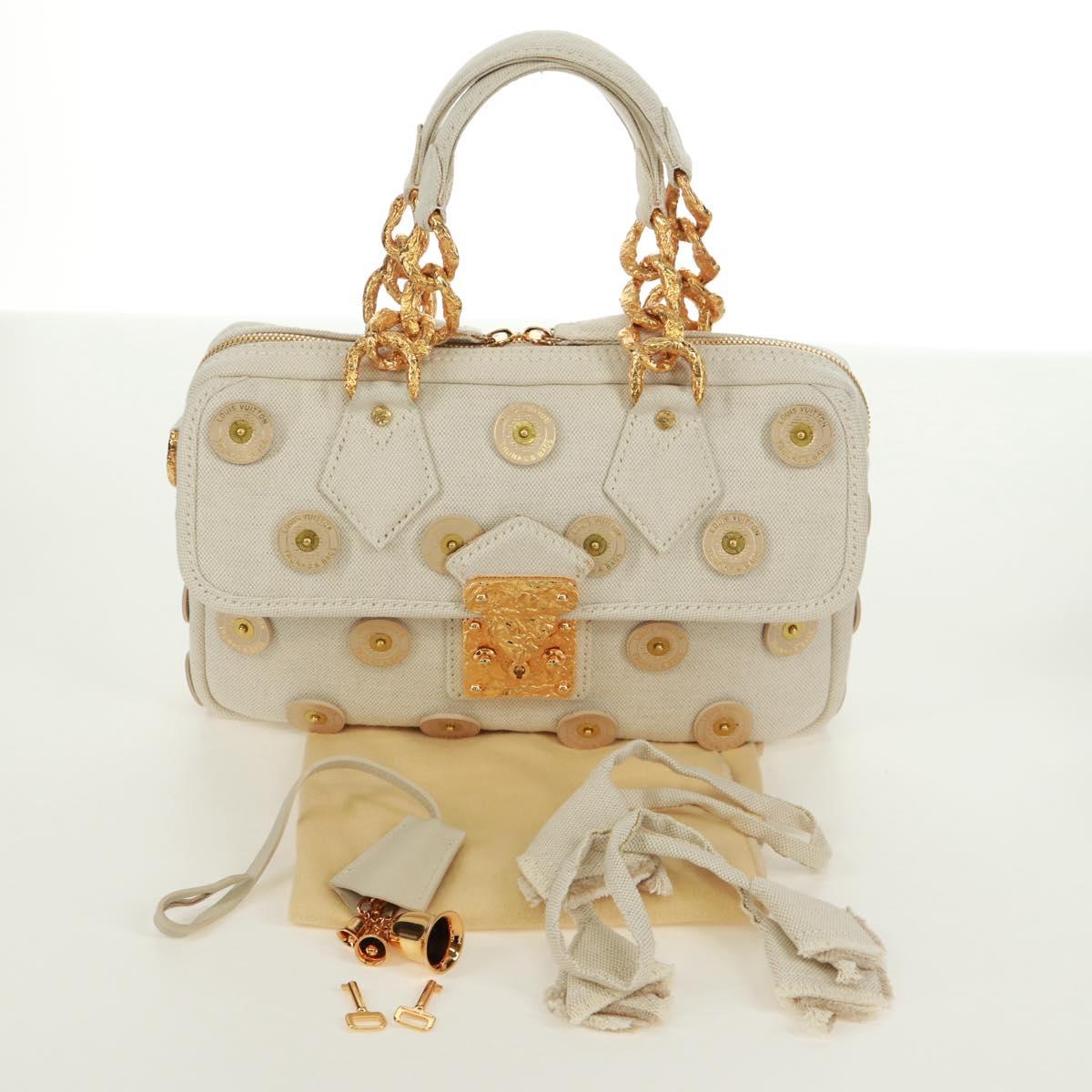 LOUIS VUITTON Tinkerbell Polka Dots Panama Bag Canvas White M95407 Auth ti3650SM
