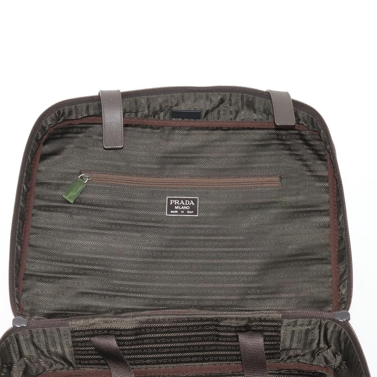 PRADA Business Bag Nylon Khaki Silver Auth ti3654