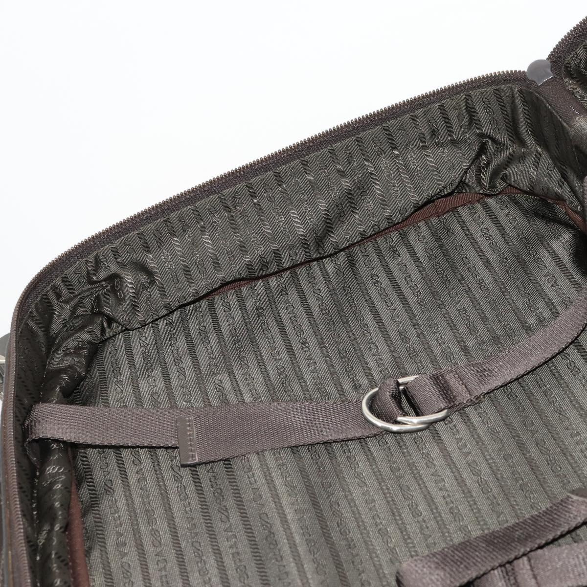PRADA Business Bag Nylon Khaki Silver Auth ti3654