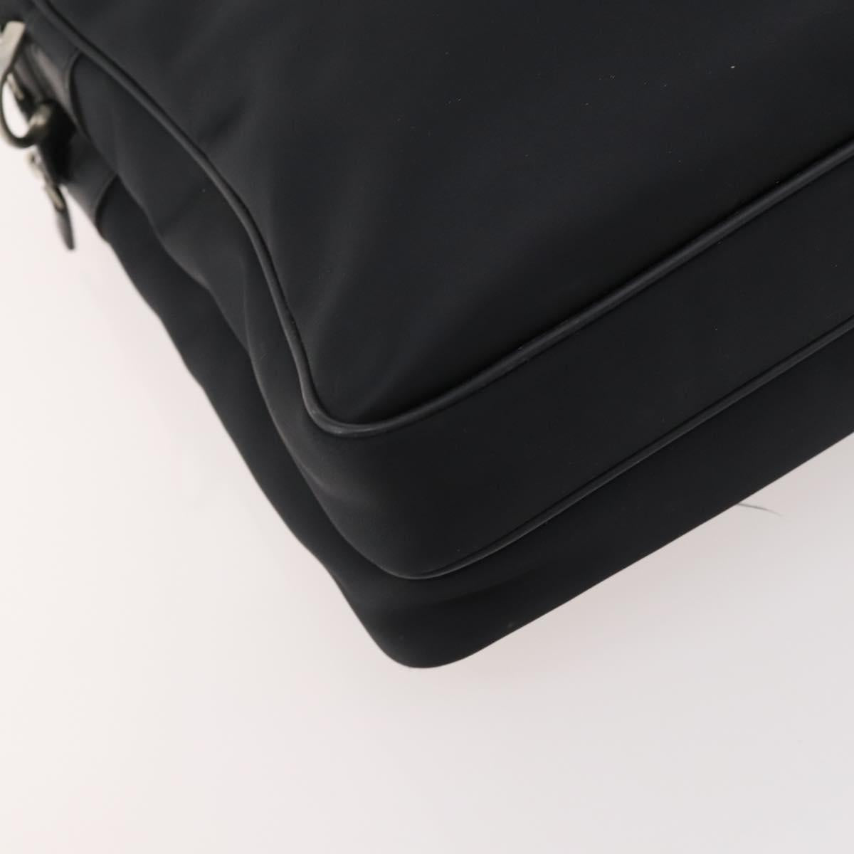 BURBERRY Business Bag Nylon Black Silver Auth ti3655