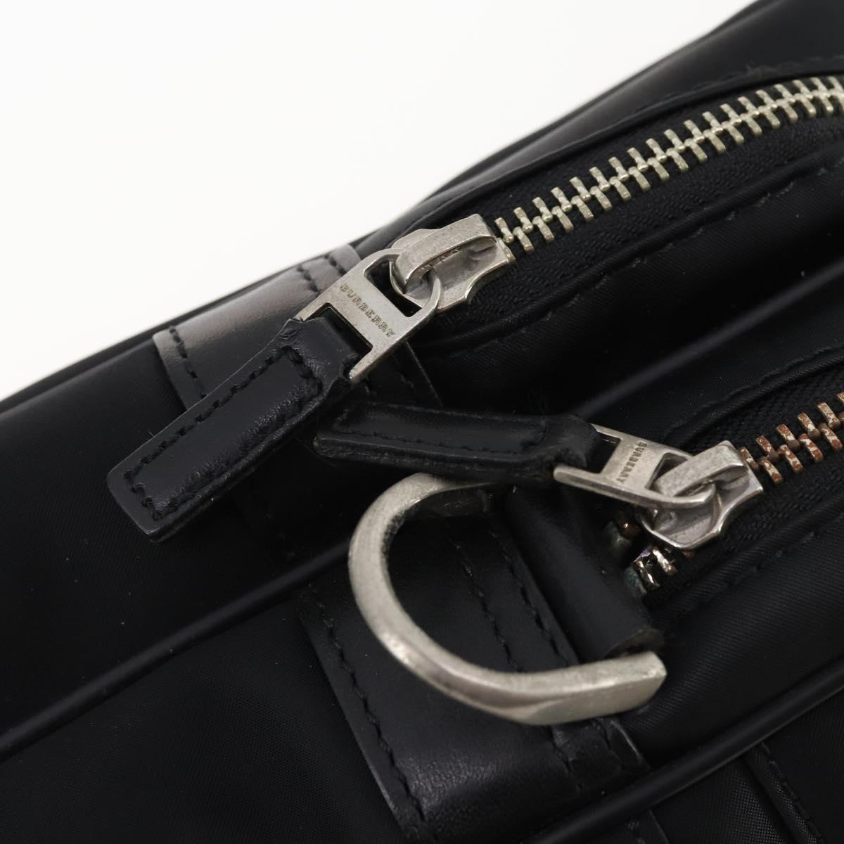 BURBERRY Business Bag Nylon Black Silver Auth ti3655
