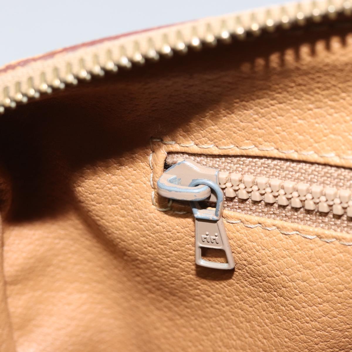 CELINE Macadam Canvas Boston Bag PVC Leather Brown Gold Auth ti3656