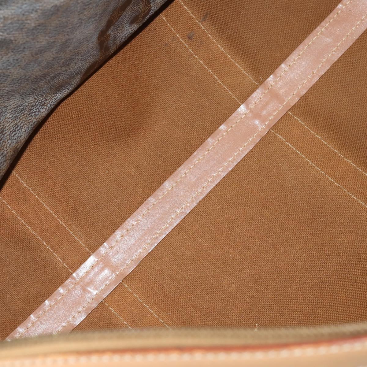 CELINE Macadam Canvas Boston Bag PVC Leather Brown Gold Auth ti3658