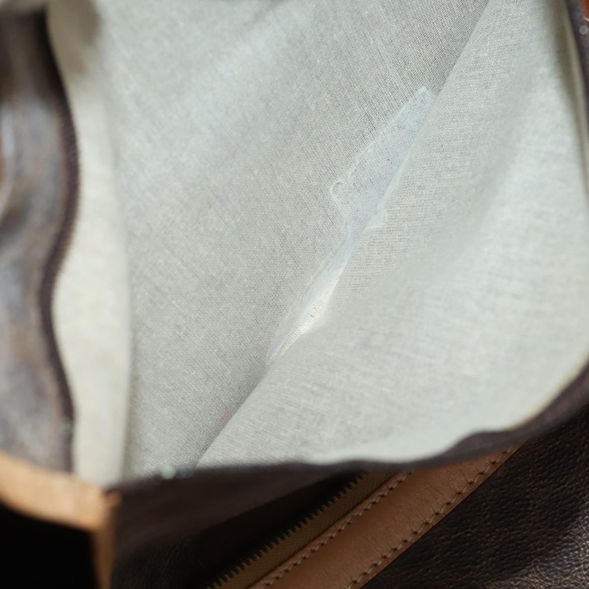 CELINE Macadam Canvas Boston Bag PVC Leather Brown Gold Auth ti3658