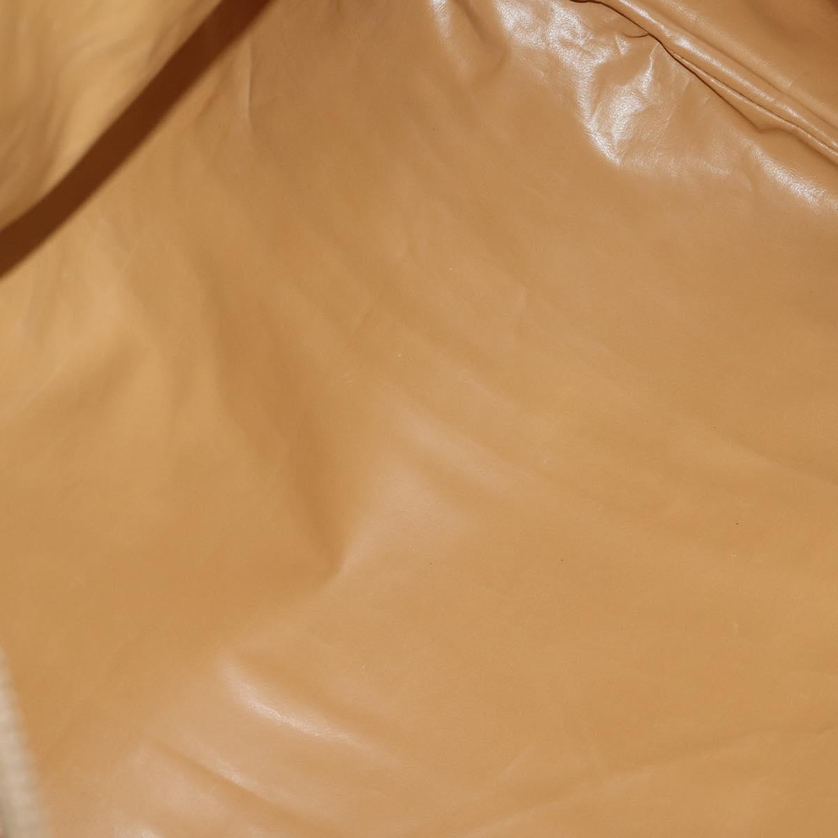 CELINE Macadam Canvas Boston Bag PVC Leather Brown Gold Auth ti3659