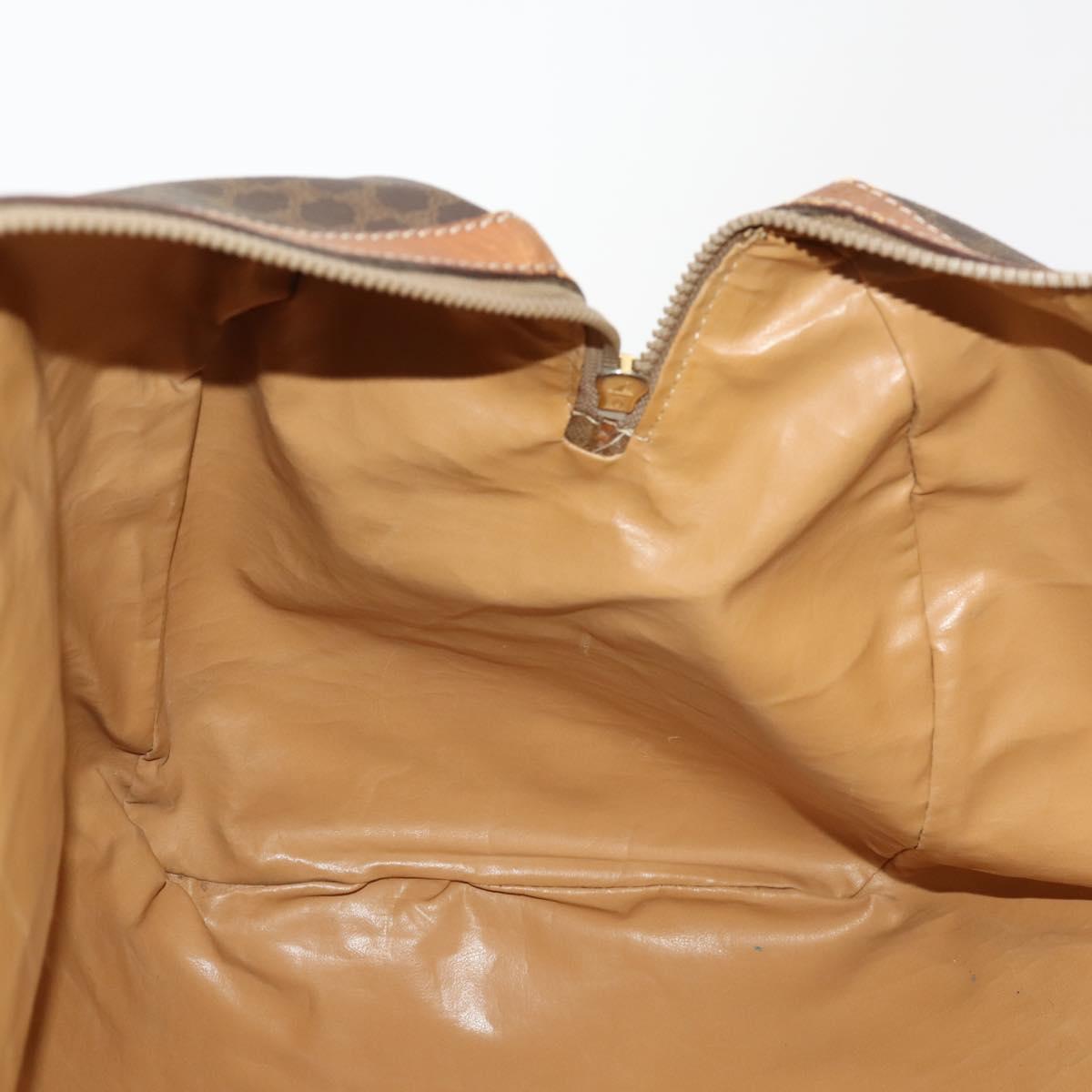 CELINE Macadam Canvas Boston Bag PVC Leather Brown Gold Auth ti3659