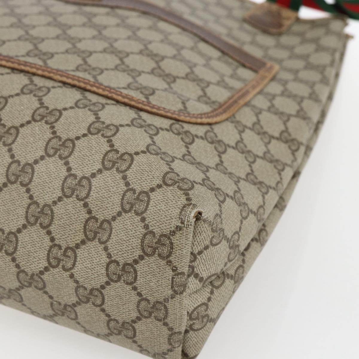 GUCCI GG Supreme Web Sherry Line Tote Bag PVC Beige Red 89 02 003 Auth ti3661