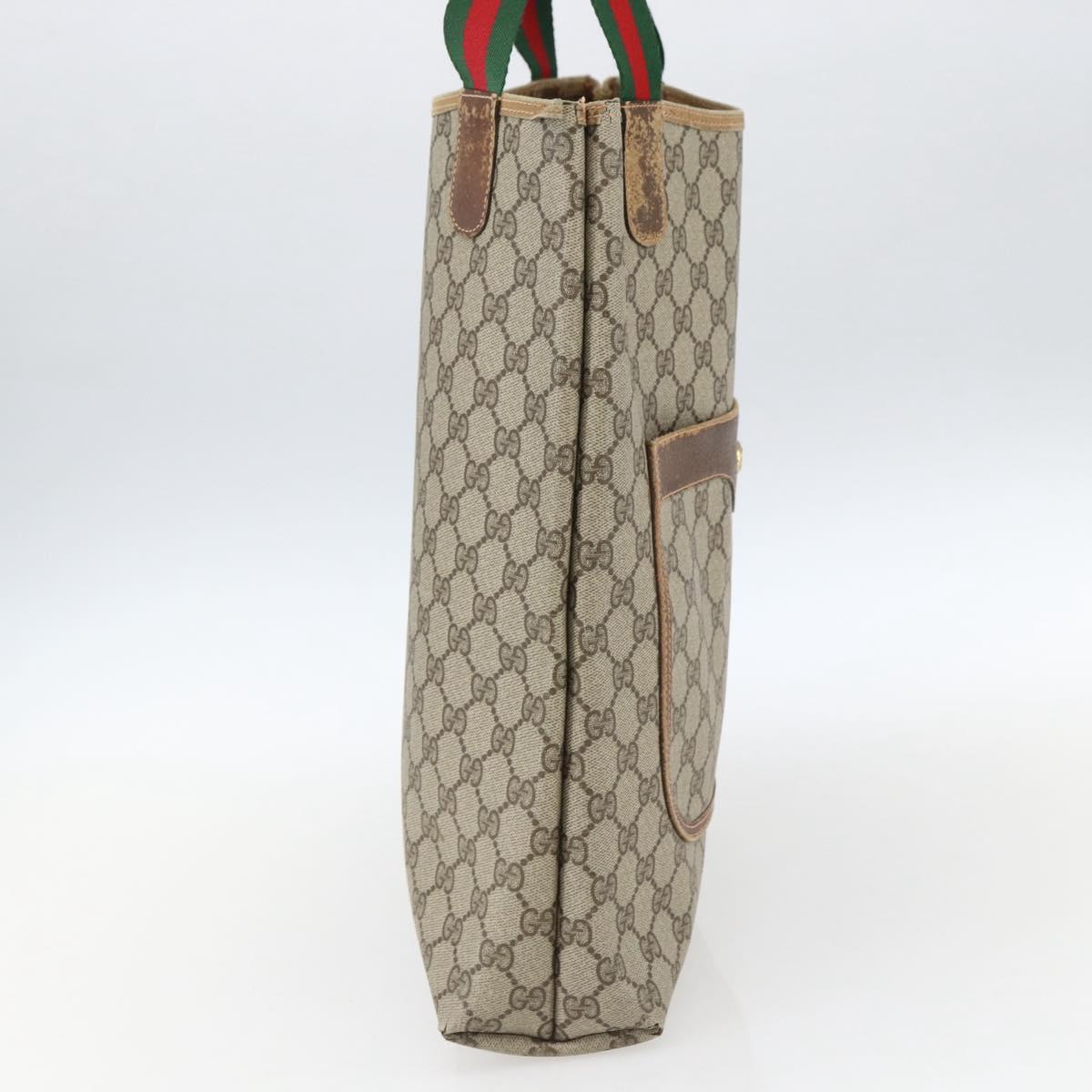 GUCCI GG Supreme Web Sherry Line Tote Bag PVC Beige Red 89 02 003 Auth ti3661