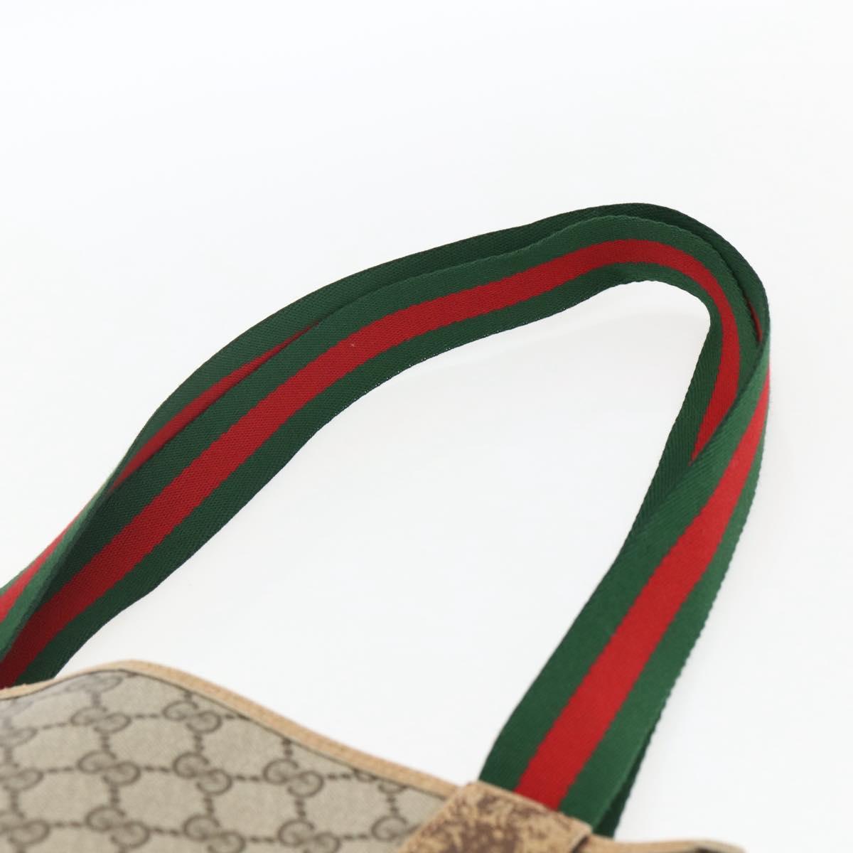 GUCCI GG Supreme Web Sherry Line Tote Bag PVC Beige Red 89 02 003 Auth ti3661