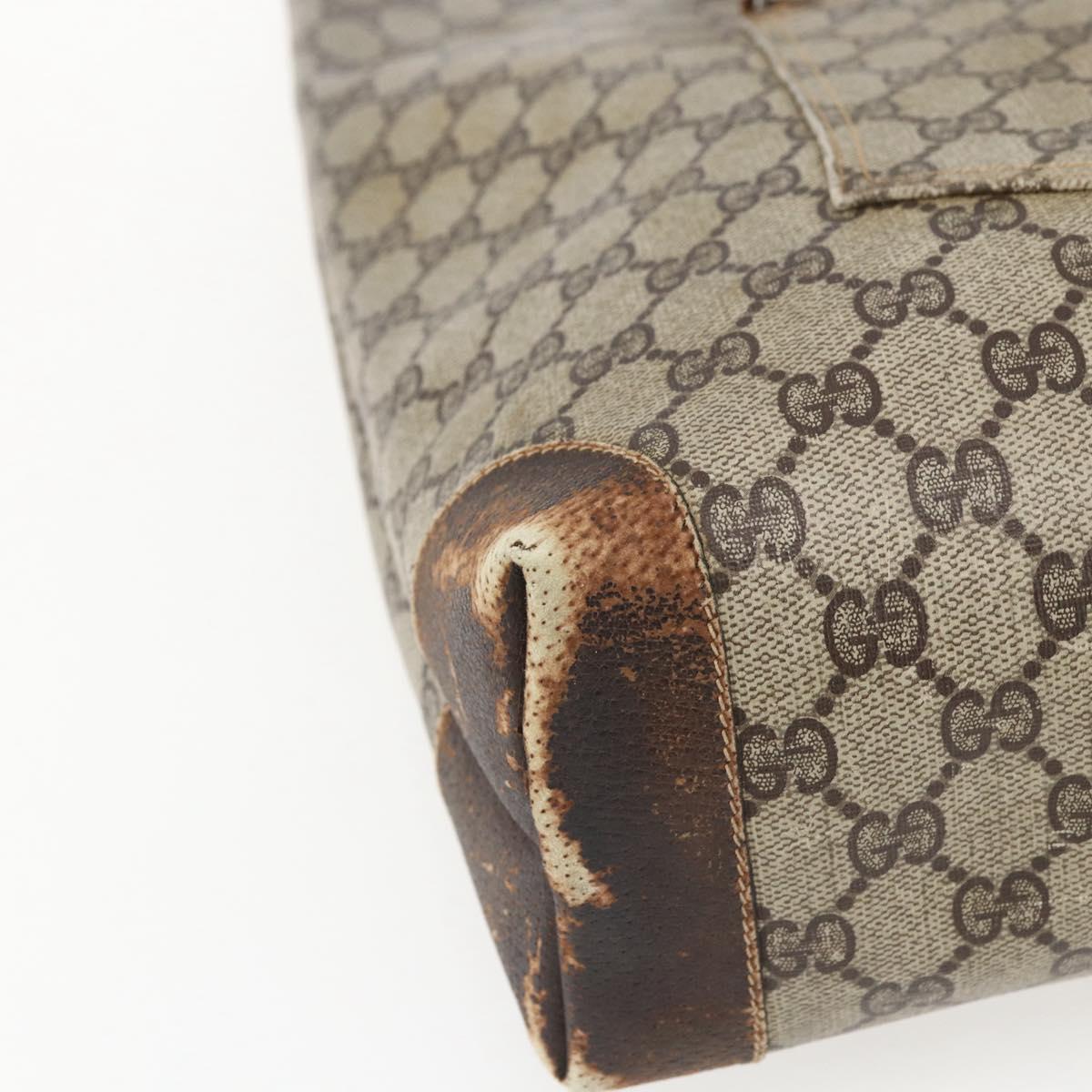 GUCCI GG Supreme Web Sherry Line Tote Bag PVC Beige Red Auth ti3662
