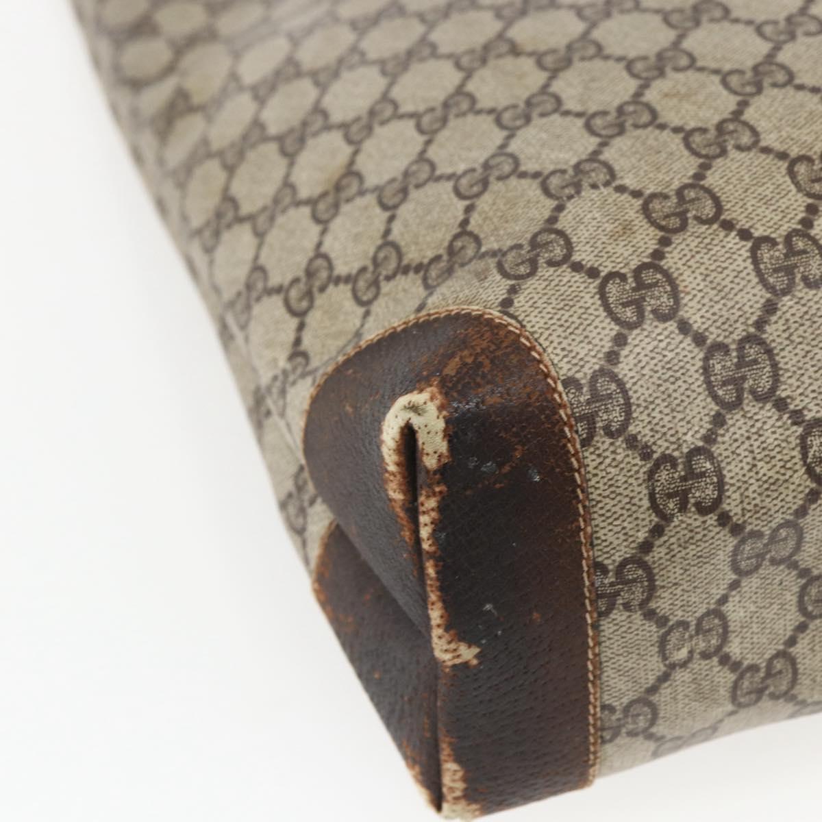 GUCCI GG Supreme Web Sherry Line Tote Bag PVC Beige Red Auth ti3662