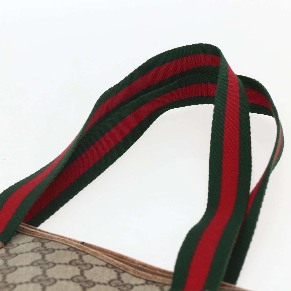 GUCCI GG Supreme Web Sherry Line Tote Bag PVC Beige Red Auth ti3662