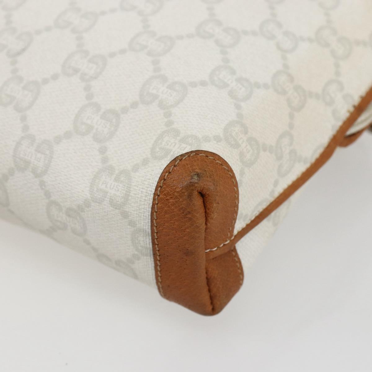 GUCCI GG Plus Supreme Shoulder Bag PVC Gold White Auth ti3663