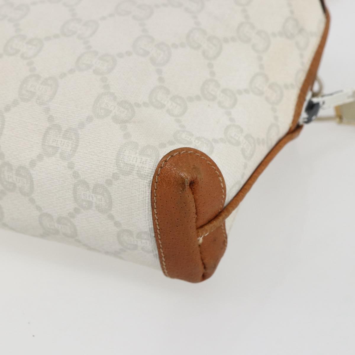 GUCCI GG Plus Supreme Shoulder Bag PVC Gold White Auth ti3663
