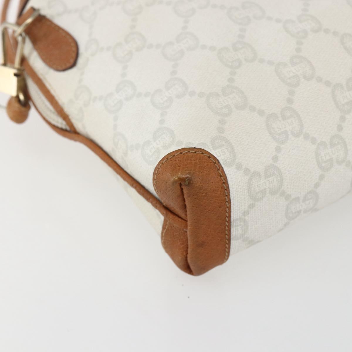 GUCCI GG Plus Supreme Shoulder Bag PVC Gold White Auth ti3663